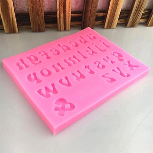 Pink silicone alphabet mold for chocolate and fondant cake decorating DIY baking tool