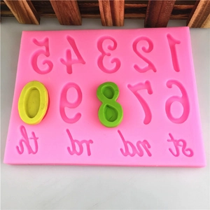Moule à Gâteau en Silicone Nombres et Suffixes Ordinaux Outil de Décoration de Fondant DIY pour Anniversaire Fête Cuisson Moule Rose