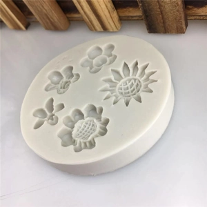 Silikonform Blumen-Set für DIY Fondant-Torten mit Sonnenblumen und Insekten-Design