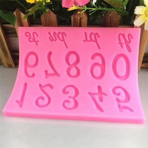 Moule en silicone rose avec chiffres 0-9 et suffixes pour décoration de gâteaux DIY