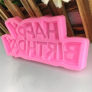 Pink silicone Happy Birthday mold for DIY cake fondant and chocolate decoration