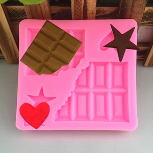 Pink Silicone Waffle Mold Heart Star Shaped Chocolate Baking Mold For DIY Candy Clay Dessert Decoration Kitchen Tools