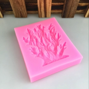 Pink coral shaped silicone mold for DIY fondant cake decoration and soap making