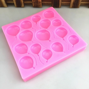 Pink silicone mold with multiple balloon shapes for DIY fondant and baking decoration