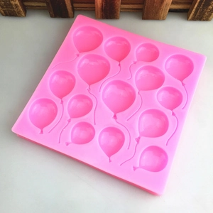 Pink silicone balloon mold with 15 cavities for DIY baking and resin fondant decorations