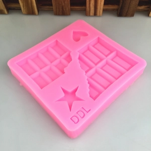 Pink silicone waffle and heart chocolate mold for DIY handmade soap and fondant baking