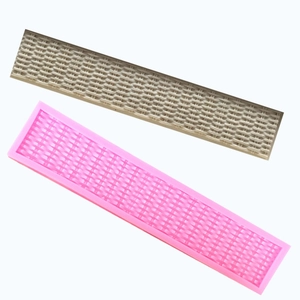 Fence Border Bamboo Weave Silicone Fondant Mold For Cake Decorating Lattice Weaving Basket Style DIY Baking Decorative Tool Pink