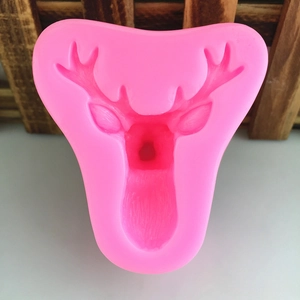 Pink deer head silicone mold for DIY soap, resin, and cake baking decorations