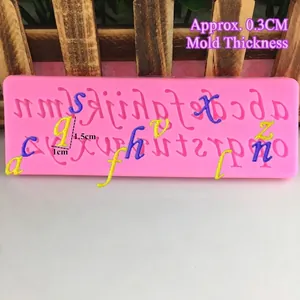 Pink food-grade silicone mold for DIY baking lowercase letters with 0.3cm thickness