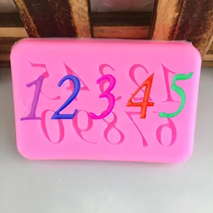 Stampo in Silicone con Numeri Arabi 0-9 per Decorazione Torte Fondente Cioccolato Strumento Flessibile Rosa Fai-da-te Stampo da Forno