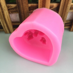 Moule en silicone rose en forme de cœur pour savon DIY et pâtisserie avec motifs décoratifs