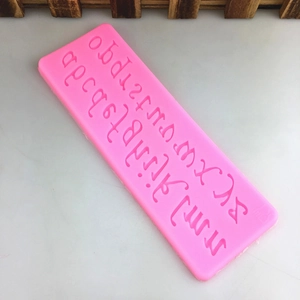 Pink silicone mold with 26 lowercase alphabet letters for DIY cake fondant baking