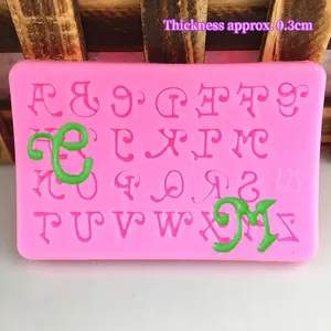 Mini pink silicone 26 uppercase alphabet mold for fondant cake and chocolate decor