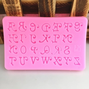 Pink silicone alphabet mold for 26 uppercase letters for baking and DIY crafts