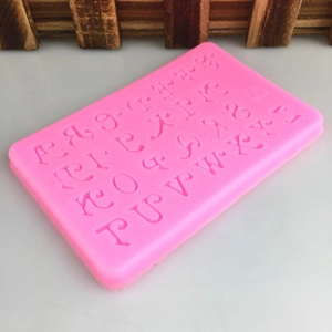 Pink silicone mold featuring A-Z capital alphabet letters for cake decorating and DIY crafts