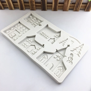 Christmas Gingerbread House silicone mold with trees and snowman for chocolate baking