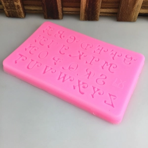 Pink silicone mold with 26 uppercase alphabet letters for DIY cake decor and resin art
