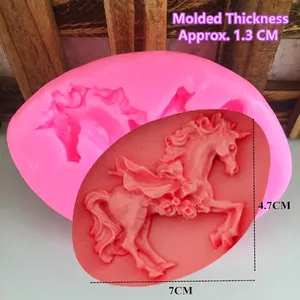 Pink silicone unicorn mold for 3D fondant chocolate cake and relief soap making