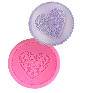DIY Heart Flower Lace Silicone Mold For Fondant Cake Decoration Chocolate Clay Plaster Casting Craft Baking Kitchen Mold