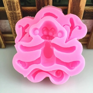 Pink silicone cartoon monkey mold for 3D DIY chocolate and fondant cake decoration