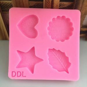 Moule en silicone rose avec formes de cœur étoile feuille et cercle pour DIY