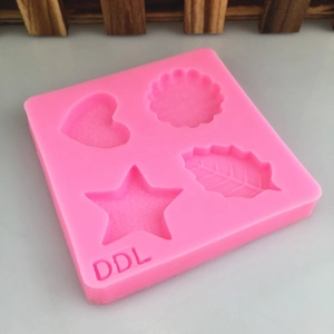 Moule en silicone rose avec formes de cœur étoile feuille pour chocolat DIY et savon