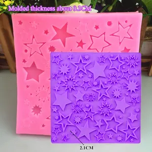 Star shaped silicone DIY mold for fondant with 0.3cm thickness and 2.1cm star patterns