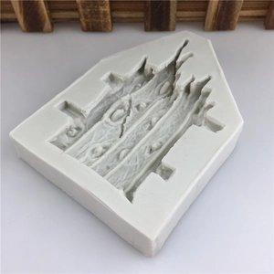 Grey silicone mold with realistic bamboo fence texture for fondant and chocolate DIY cake