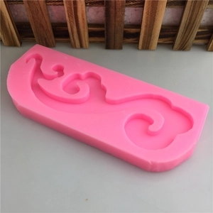 Pink silicone cloud pattern mold for Chinese style fondant cake and chocolate baking decor