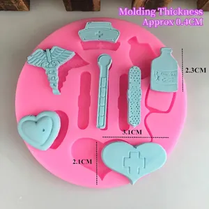 Nurse themed medical silicone mold for fondant and chocolate DIY baking with heart and cross