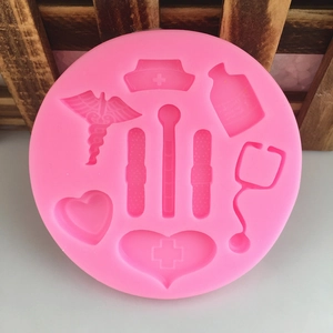 Pink silicone nurse theme mold for DIY chocolate fondant and cake baking crafts