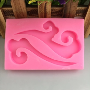 Pink silicone mold with auspicious cloud patterns for DIY chocolate and fondant cake baking
