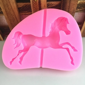 Pink carousel horse silicone mold for DIY cake fondant and handmade soap crafting