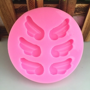 Stampo in silicone rosa con ali d'angelo per cioccolato e fondente fai-da-te a 6 cavità