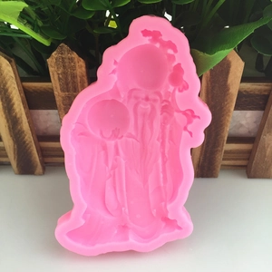 Pink 3D silicone mold of old god figure for fondant cake decoration and DIY crafts