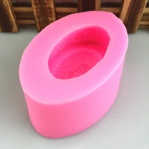 Pink oval silicone mold with heart pattern for DIY handmade soap and plaster crafts
