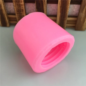 Pink cylindrical 3D honeycomb silicone mold for DIY handmade soap and candle making