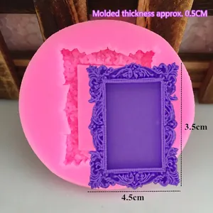 Pink silicone mold for European vintage photo frame crafts with dimensions and thickness