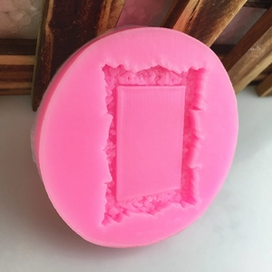 Pink silicone mold with European floral frame relief for DIY fondant cake decoration