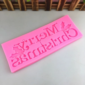 Pink Merry Christmas silicone mold for fondant baking and festive chocolate decorations