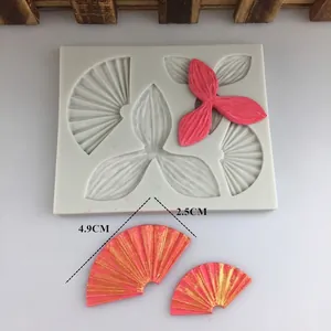 Chinese style folding fan and petal silicone mold for fondant and chocolate cake decoration