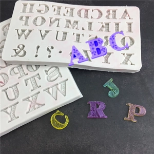 Patterned Capital Alphabet Silicone Mold Floral Letters Fondant Cake Decoration Chocolate Resin Clay Craft DIY Baking Tool