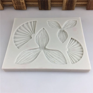 Silicone fan and leaf shapes mold for handmade fondant cake and chocolate crafting
