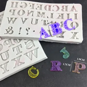Alphabet silicone mold for resin letters with floral patterns and various sizes