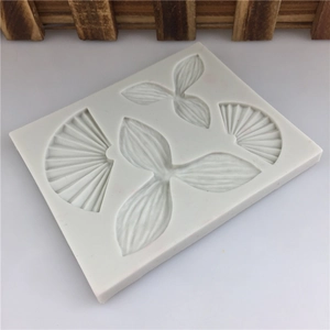 Chinese style folding fan and leaf silicone mold for fondant cake and chocolate crafting