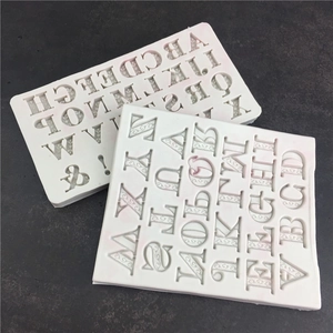 DIY silicone molds for 26 uppercase alphabet letters with floral pattern engraving