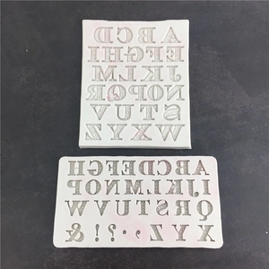 DIY silicone molds for 26 capital letters with intricate floral vine patterns for fondant cake
