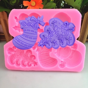 DIY Christmas Santa Claus Snowman Stocking Silicone Mold For Fondant Cake Decoration Chocolate Soap Craft Baking Tool