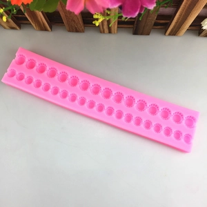 Pink silicone pearl chain mold for fondant cake decorating with double row bead design