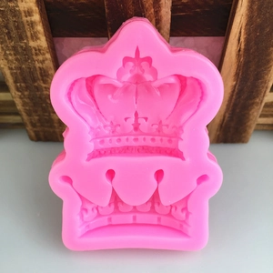 Pink silicone crown mold for DIY fondant cake decoration and clay crafting projects
